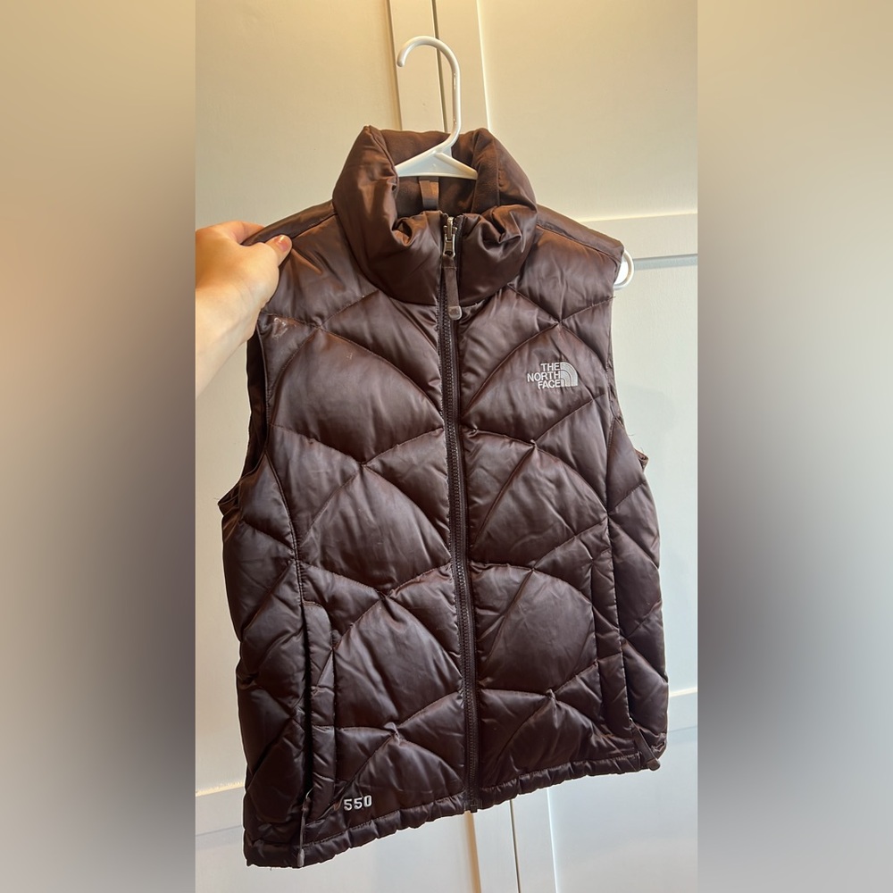 Brown north face vest